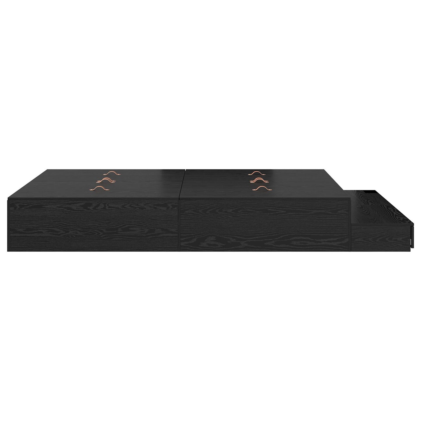 Opbergbedframe Zwart Bewerkt Hout 135,5 X 190 X 31,5 Cm Artisanaal Eiken
