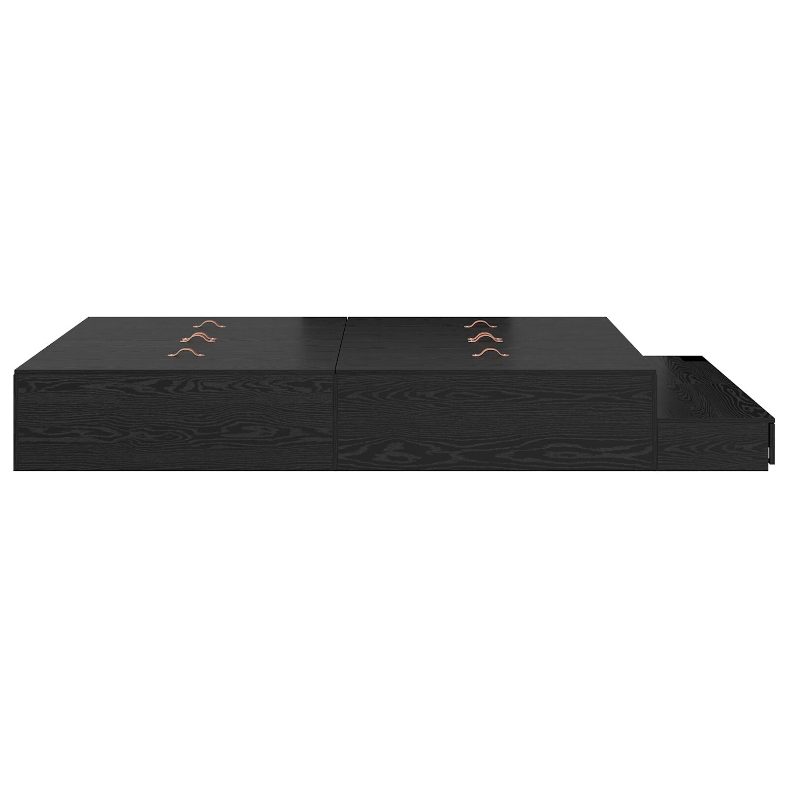 Opbergbedframe Zwart Bewerkt Hout 135,5 X 190 X 31,5 Cm Artisanaal Eiken
