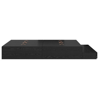 Opbergbedframe Zwart Bewerkt Hout 135,5 X 190 X 31,5 Cm Artisanaal Eiken