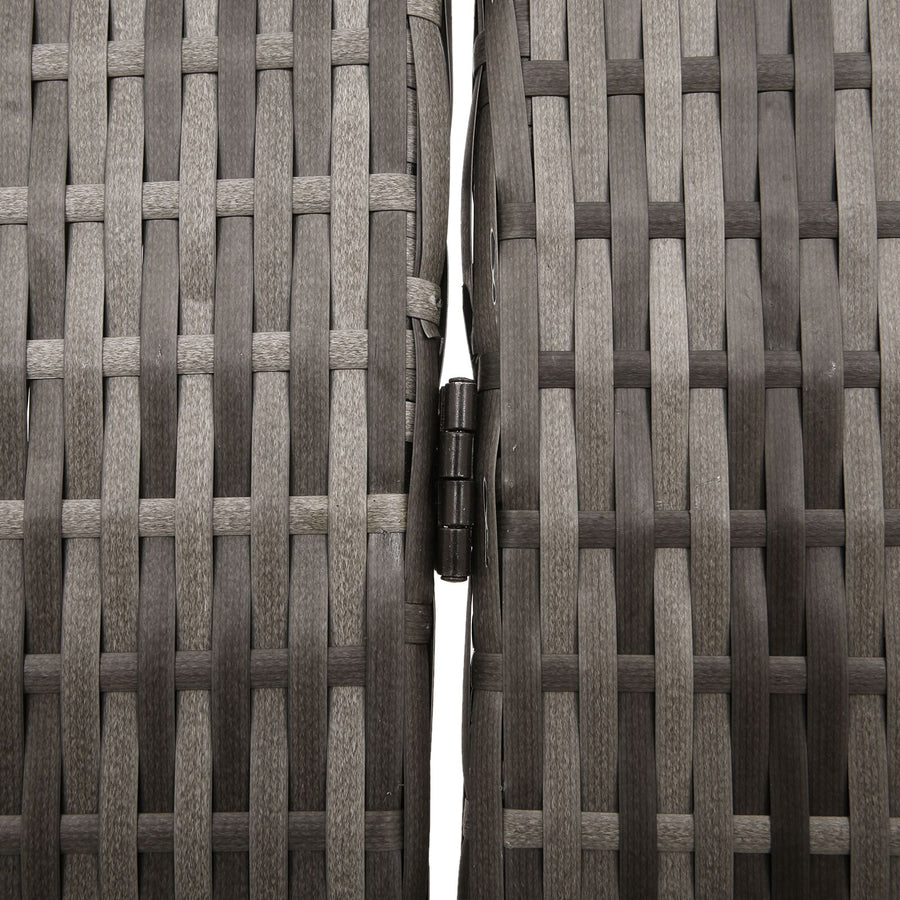 Kamerscherm Opvouwbaar 147X Poly Rattan 180 cm Grijs 3 panelen