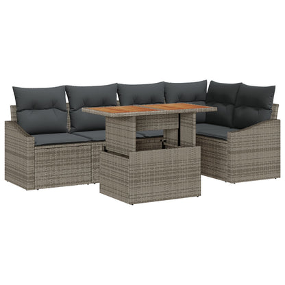 6-Delige Tuin Sofa Set Met Kussens Grijs Poly Rattan