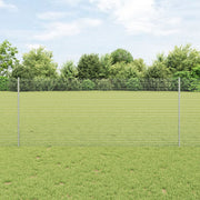 Fence with Pole Silver 1 x 10 m Steel