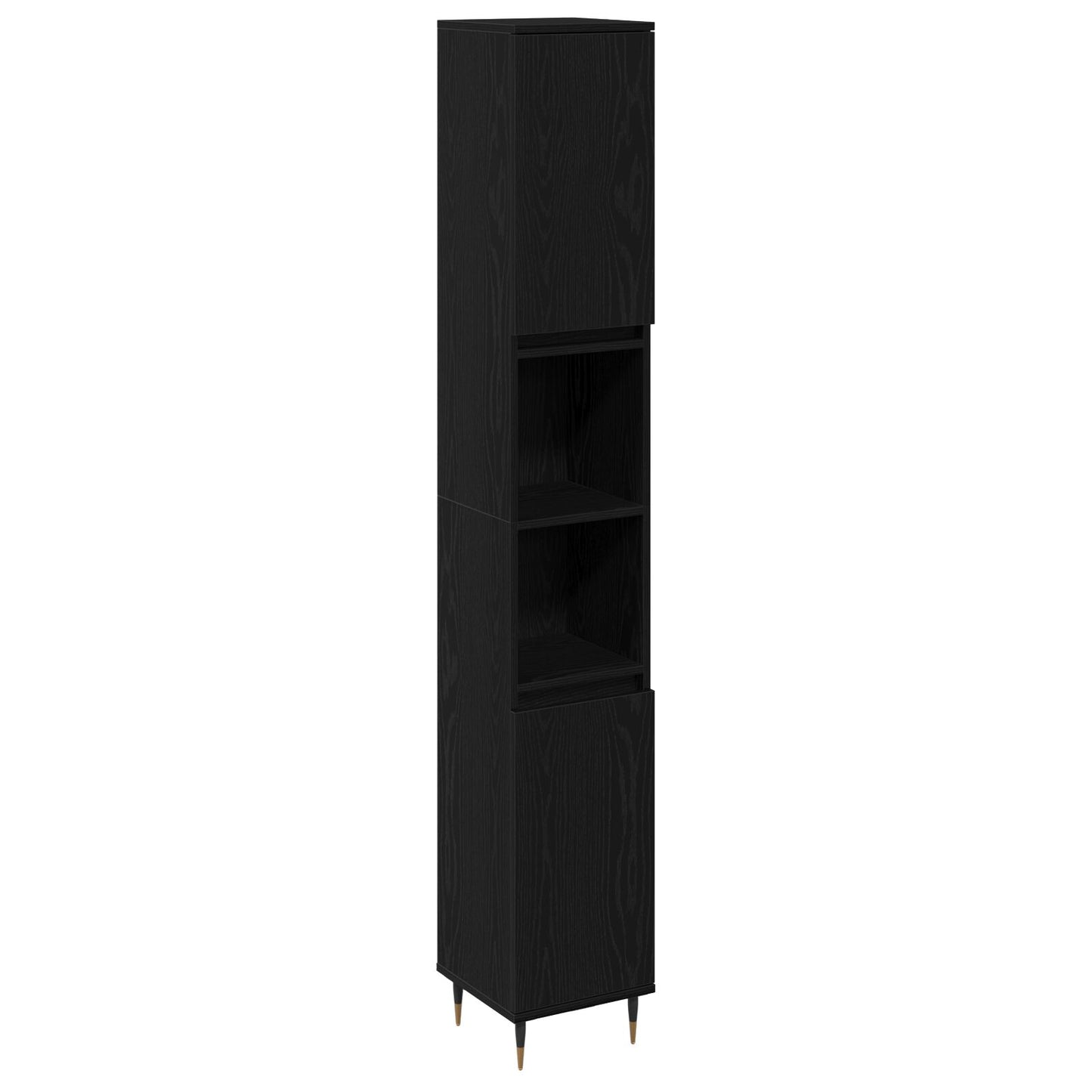 Badkamerkast 30X30X190 Cm Geengineerd Hout Zwart eiken