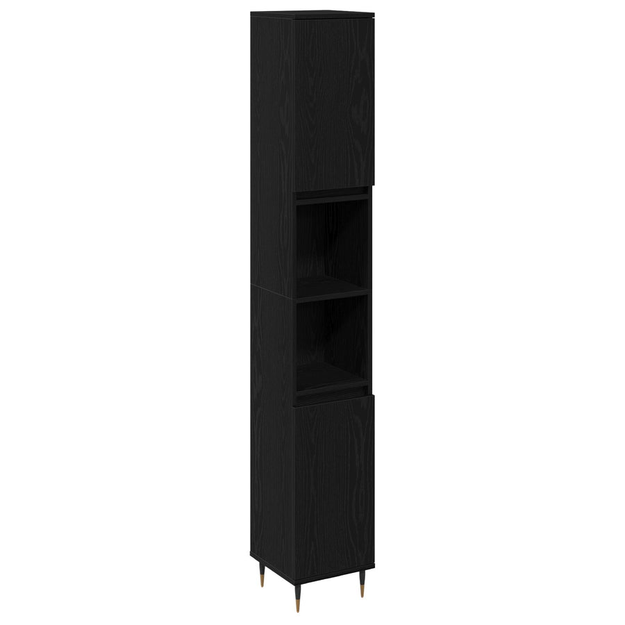 Badkamerkast 30X30X190 Cm Geengineerd Hout Zwart eiken