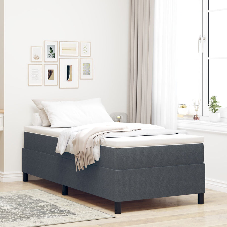 Boxspring Bed Corduroy Stof Donkergrijs 100 x 200 cm