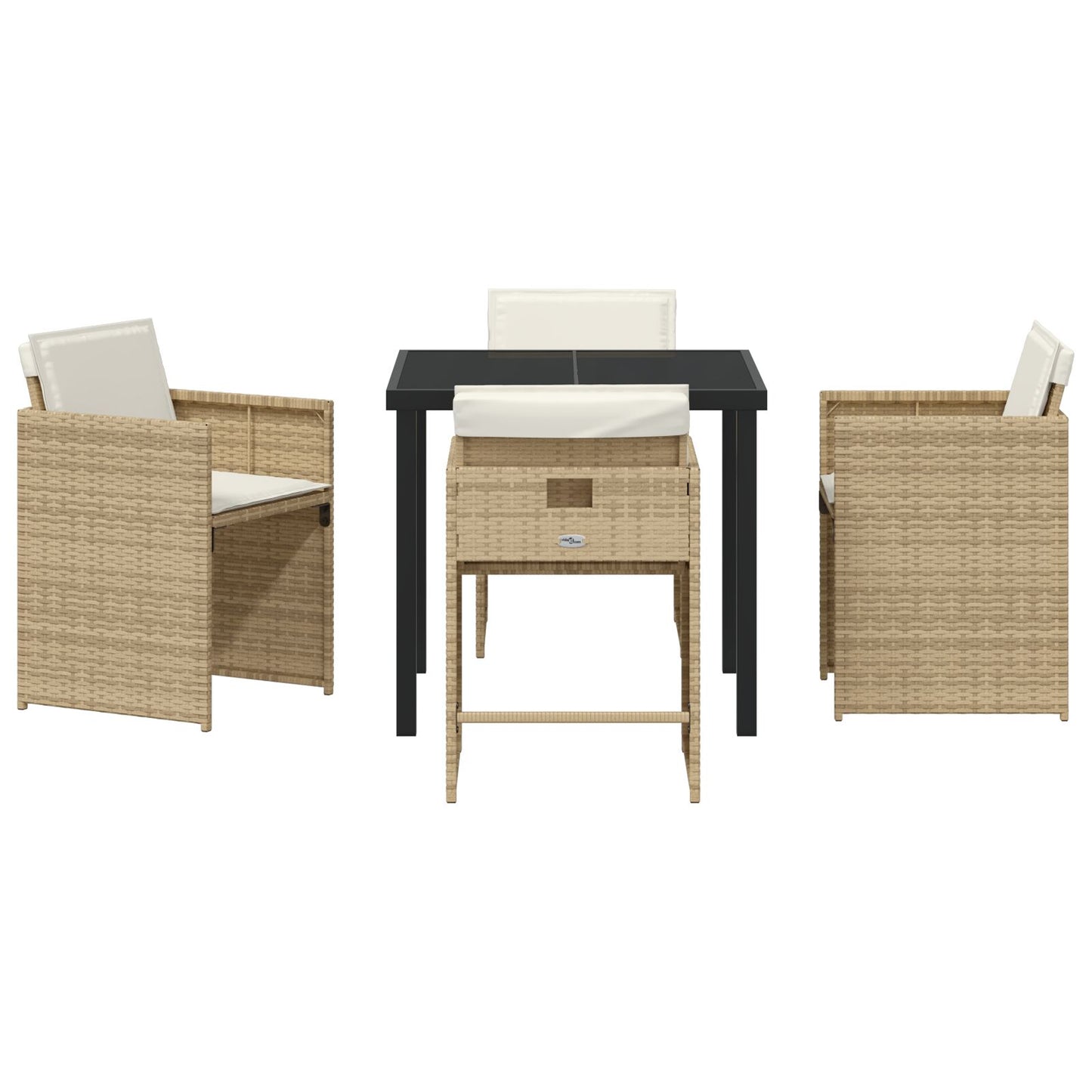 5-Delige Tuinset Met Kussens Beige Poly Riet