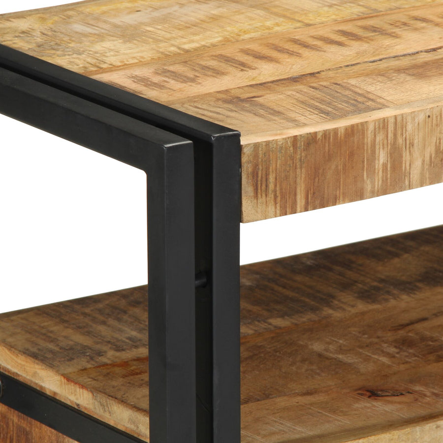 Bijzettafels Zwart En Metaal 90 x 33 x 75 cm Massief mangohout