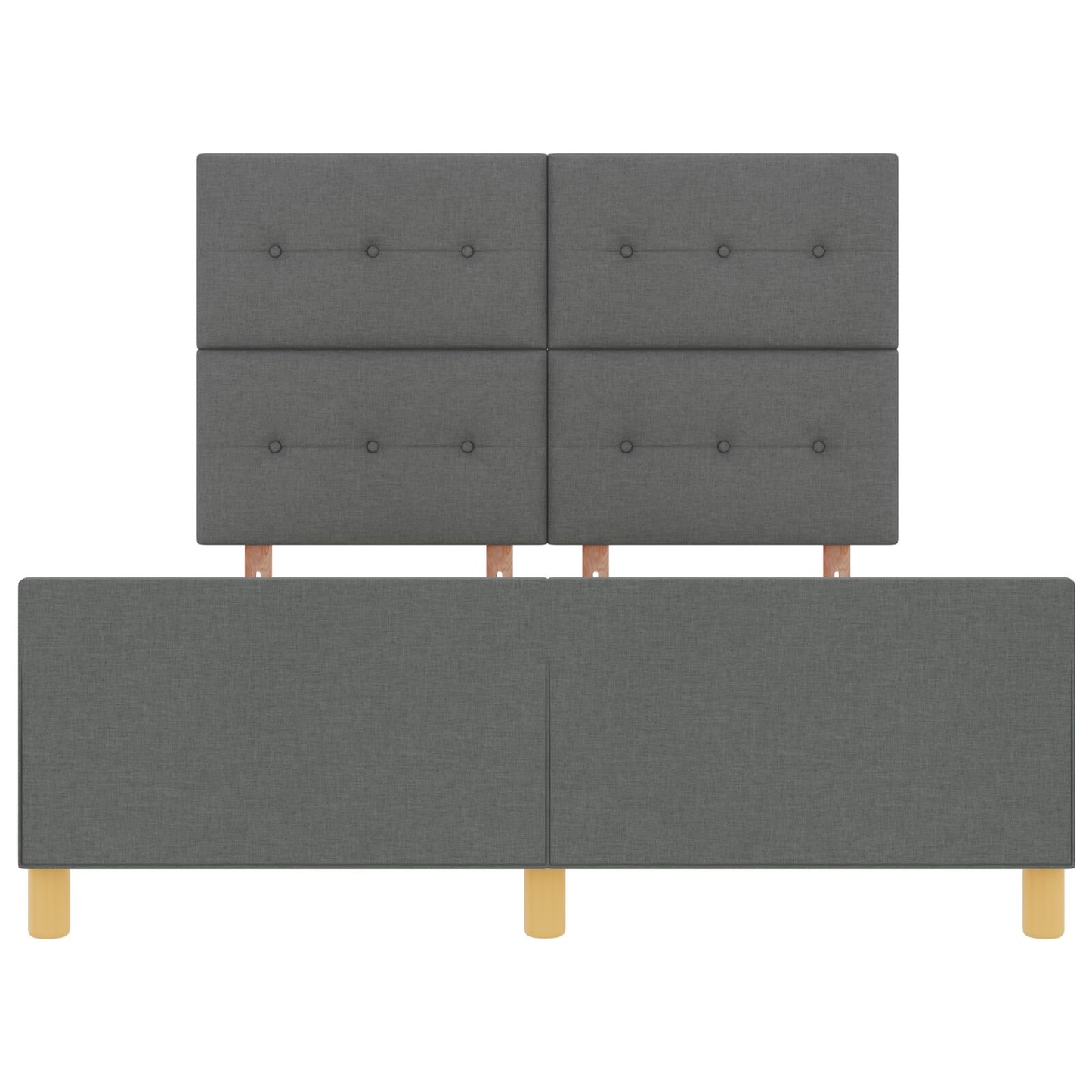 Bed Frame Donkergrijs 140X190 Cm Stoffen Crème
