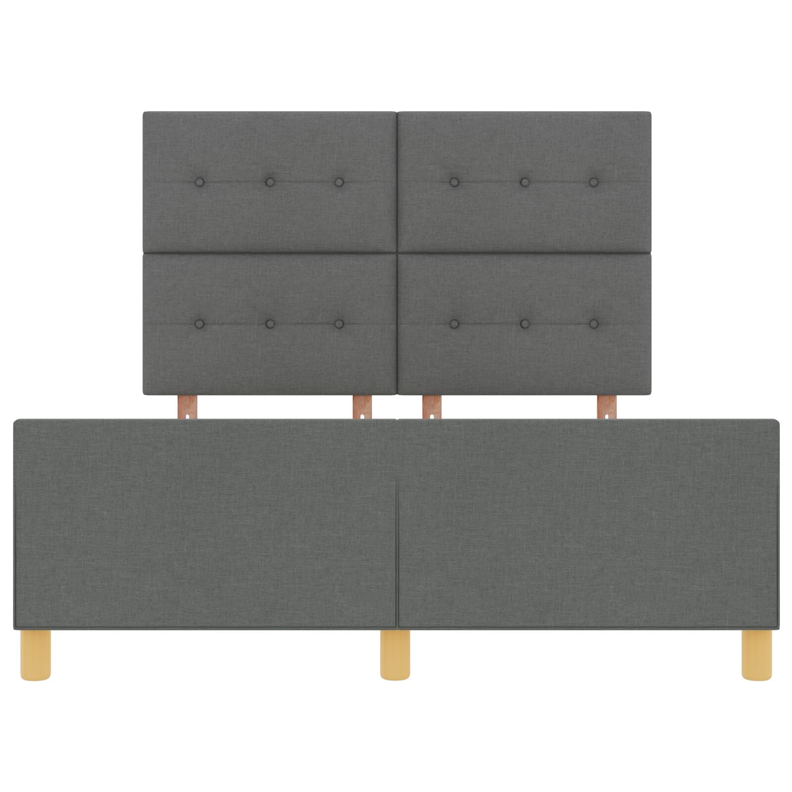 Bed Frame Donkergrijs 140X190 Cm Stoffen Crème