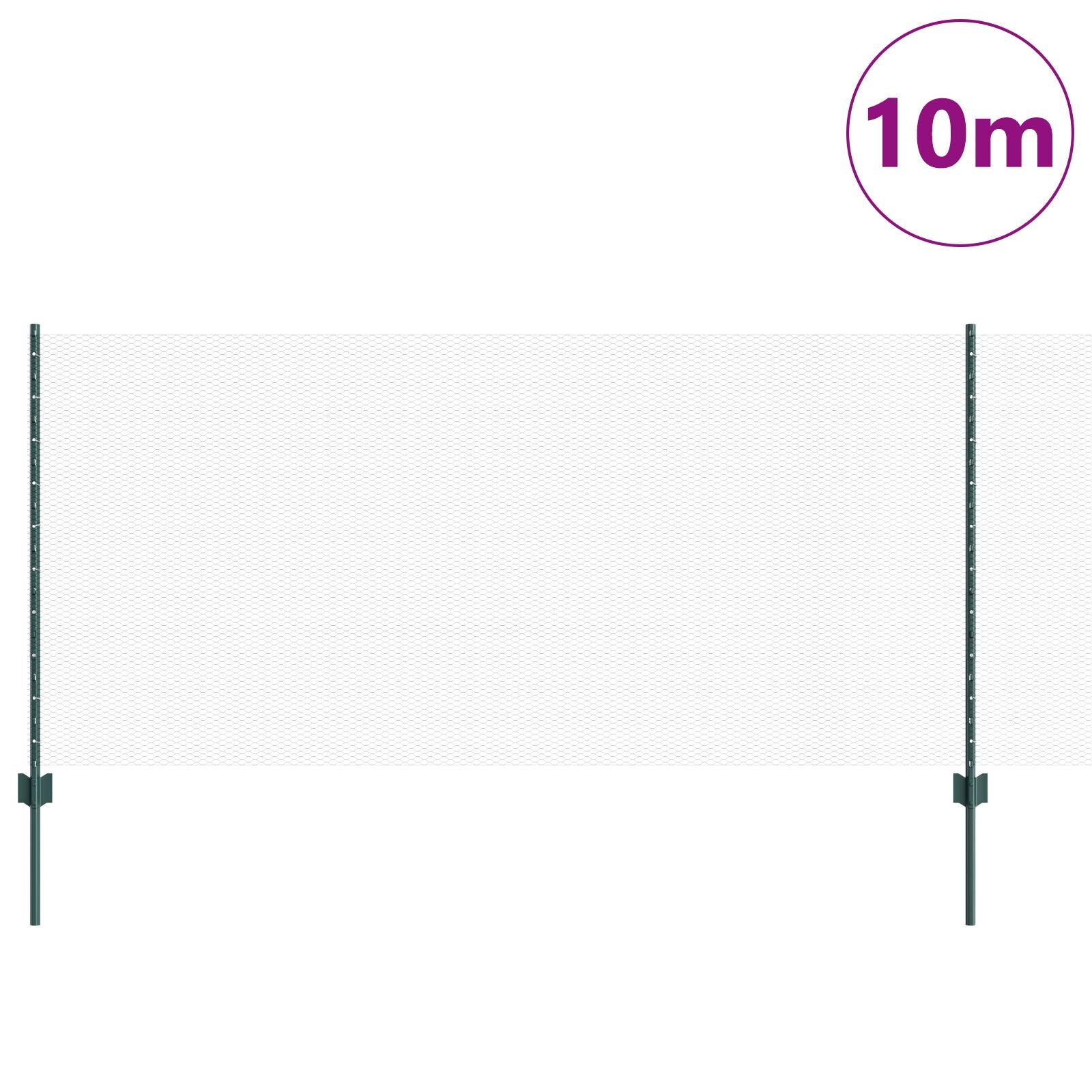 Hekpalen 5 Stuks U-Kanaal Groen 100 Cm Staal,  Zeshoekig Hek Groen 1X10 M Staal