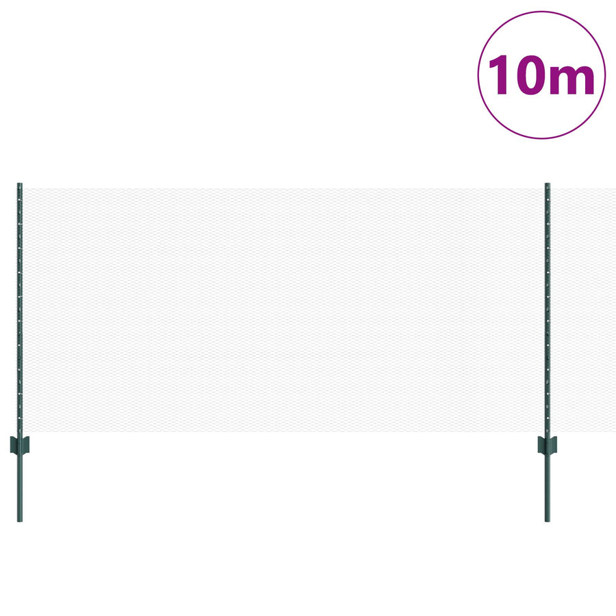 Hekpalen 5 Stuks U-Kanaal Groen 100 Cm Staal,  Zeshoekig Hek Groen 1X10 M Staal