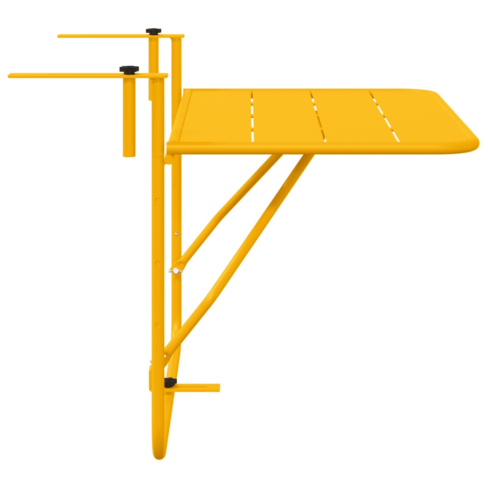 Opvouwbare Gele Stalen Hangende Balkon Tafel 60X40 Cm Geel Geribbelde ontwerp