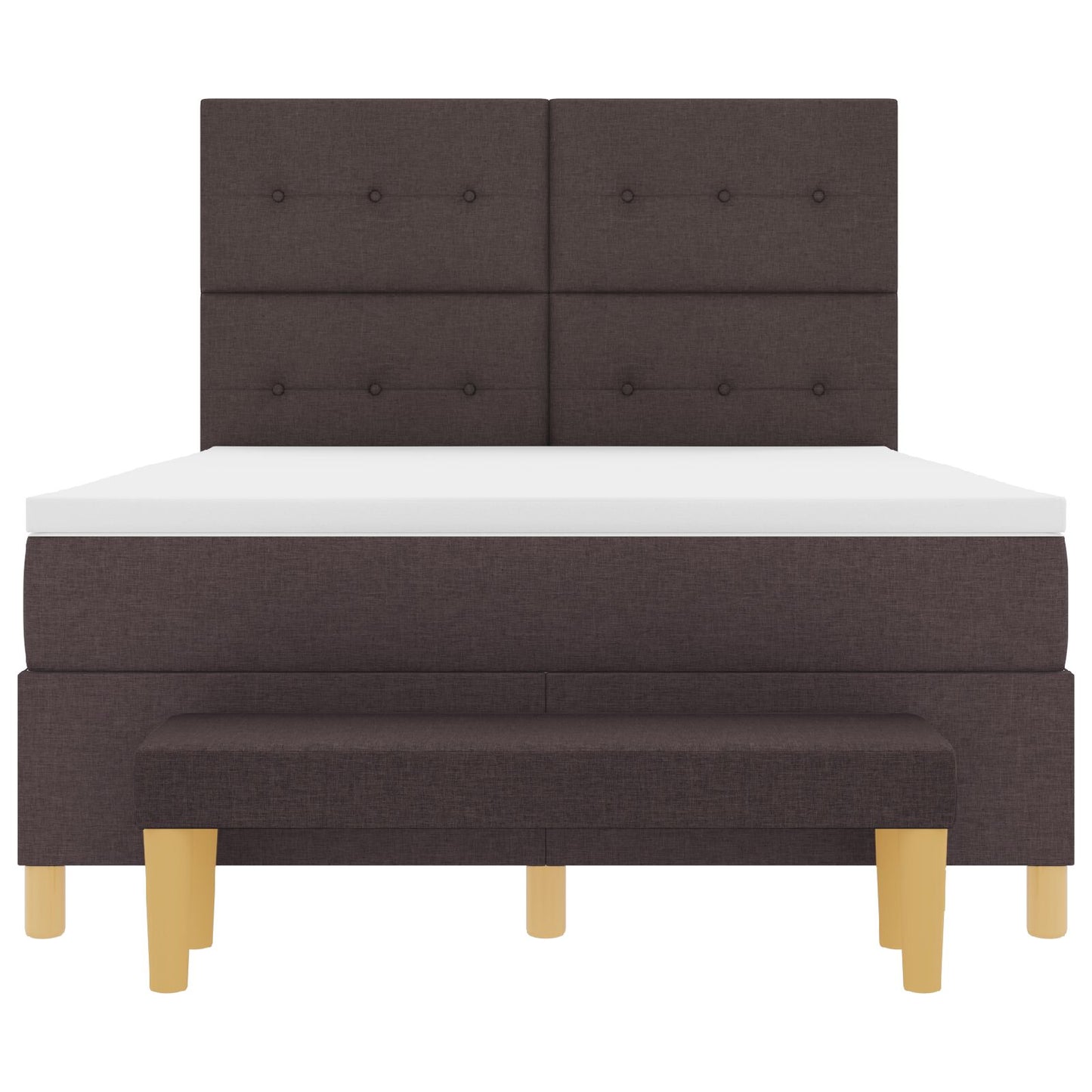 Boxspring Bed Met Matras & Bank Stof Donkerbruin 160 x 200 cm Knopf-Tufted