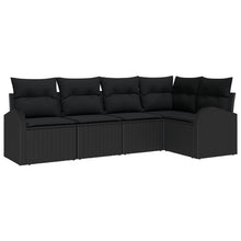 5-Delige Tuinbank Set Met Kussens Poly Rattan Zwart Zonder tafel