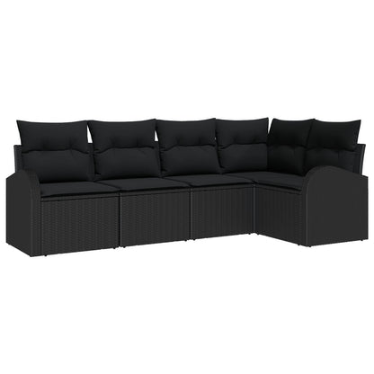 5-Delige Tuinbank Set Met Kussens Poly Rattan Zwart Zonder tafel