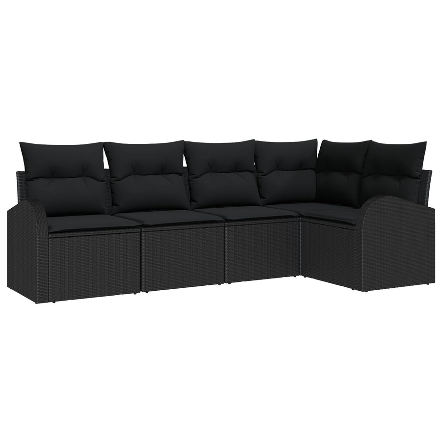 5-Delige Tuinbank Set Met Kussens Poly Rattan Zwart Zonder tafel