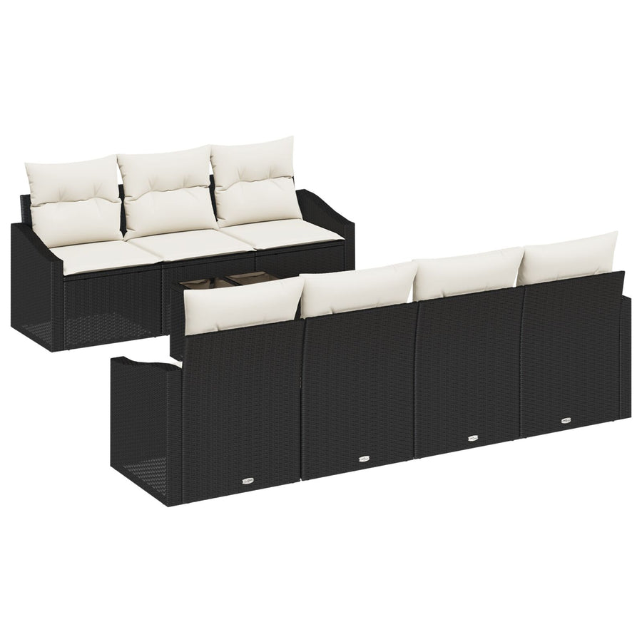 8-Delige Tuin Sofa Set Met Kussens Zwart Poly Riet