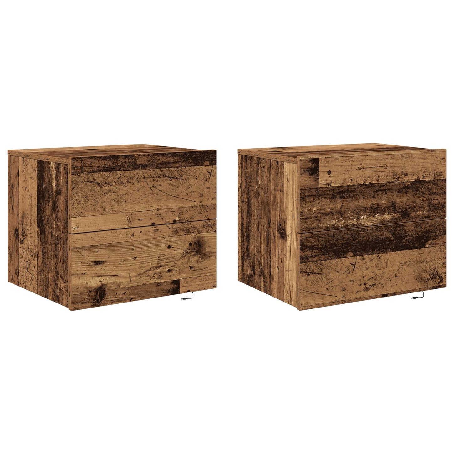 Nachtkastjes Met Led-Verlichting 2 Stuks Wandgemonteerd Oud Hout Oude hout