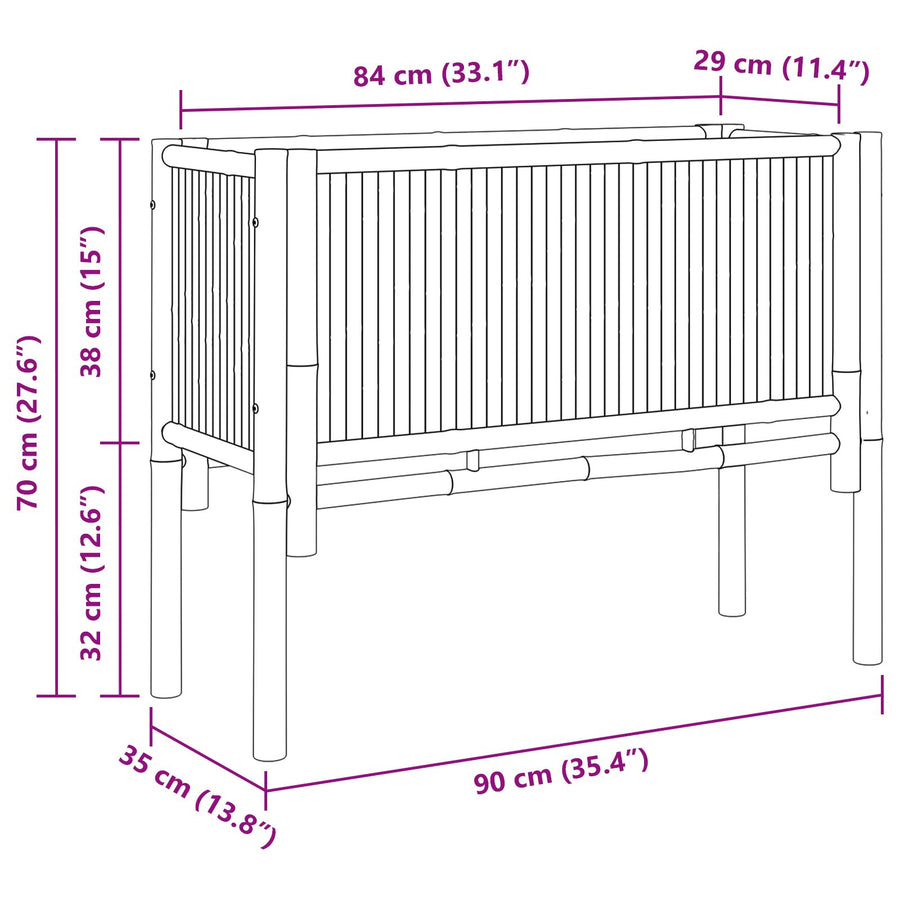Tuin Verhoogde Bed 90X35X70 Cm Bamboe 90 cm
