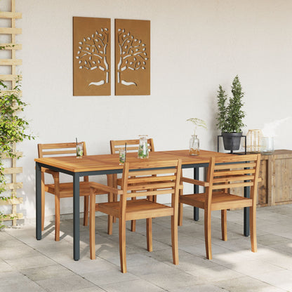 Tuin Tafel Van Massief Acaciahout En Metaal 180 x 90 x 75 cm Natuurlijk en zwart