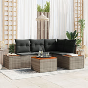 Loungeset poly rotan grijs 5-delig