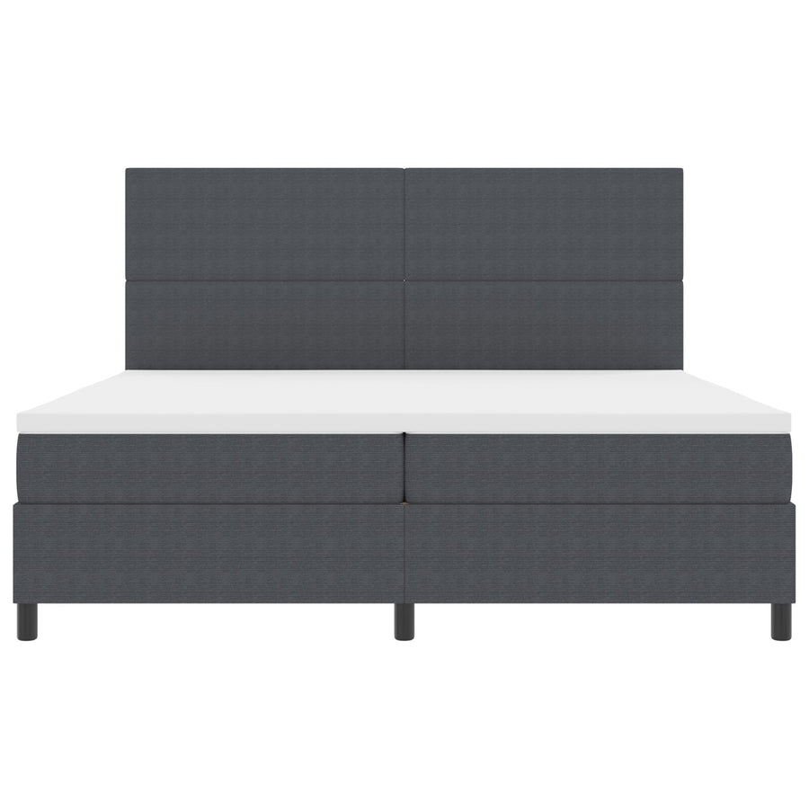 Boxspring Bed Met Matras Donkergrijs 200X200 Cm Corduroy Stof