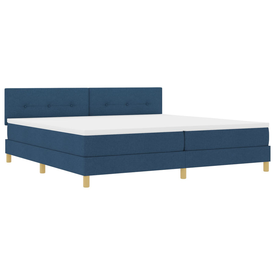 Boxspringbed Met Matras Stof Blauw 200 x 200 cm Knoopgestoffeerd