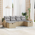 Sofa set with cushion 6 pcs Beige and Light Grey poly rattan