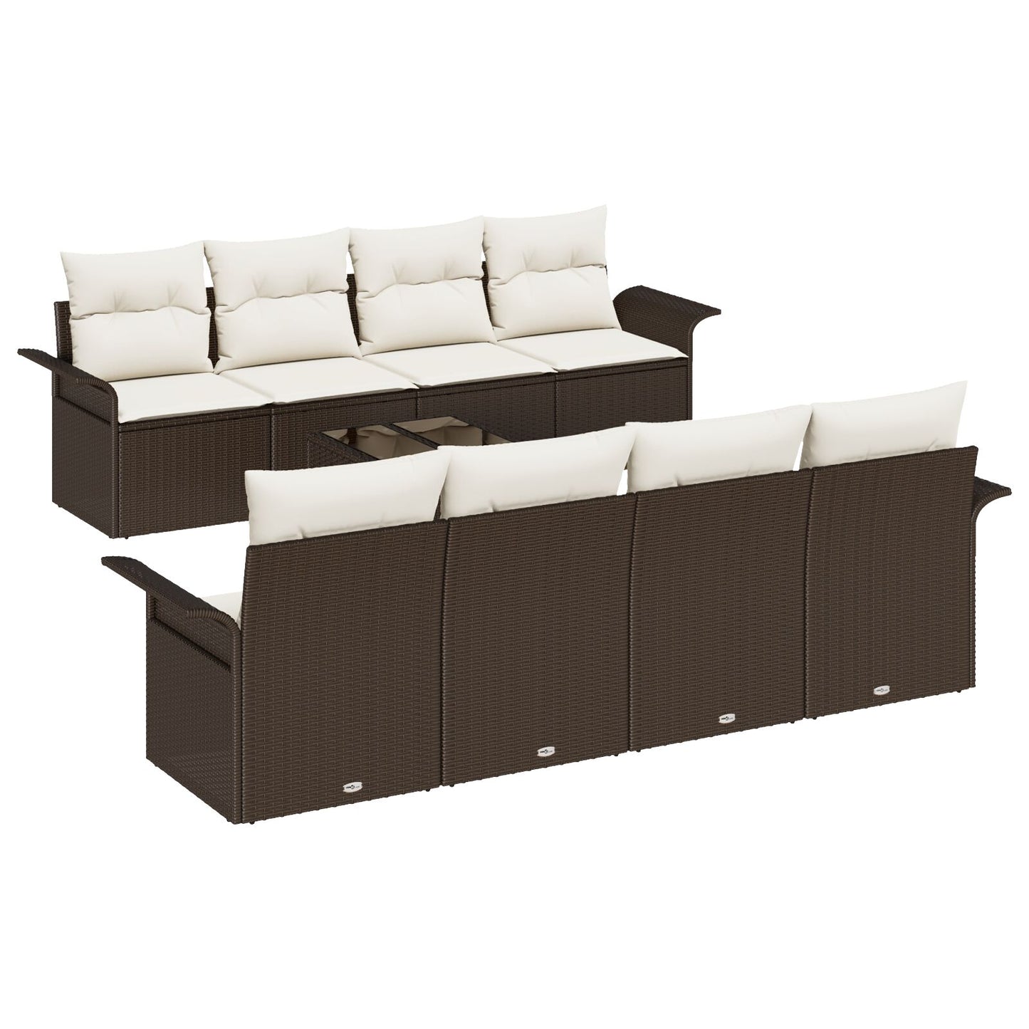 9 Delige Tuin Sofa Set Met Kussens Bruin Poly Rattan