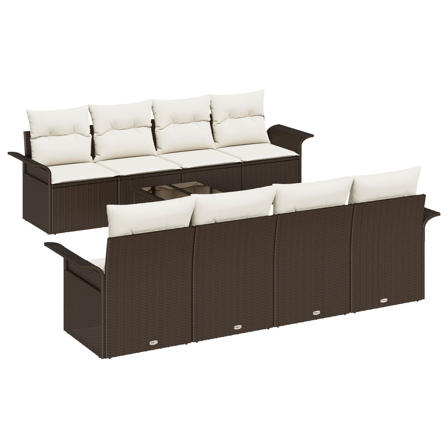 9 Delige Tuin Sofa Set Met Kussens Bruin Poly Rattan