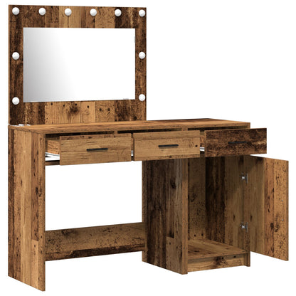 2-Delige Kaptafelset Met Led In Oud Hout En Gefabriceerd Hout