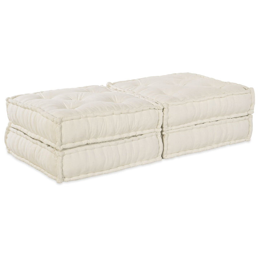 2-Zits Modulair Poef Sofa Converteerbaar Stof Crème 70 x 70 x 36 cm 2x lounge