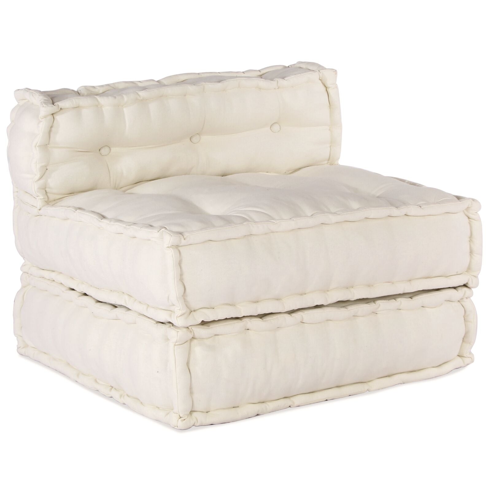 4-Zits Modulair Poef Bank Omkeerbaar Stof Crème 70 x 70 x 54 cm Lounge + 3x midden