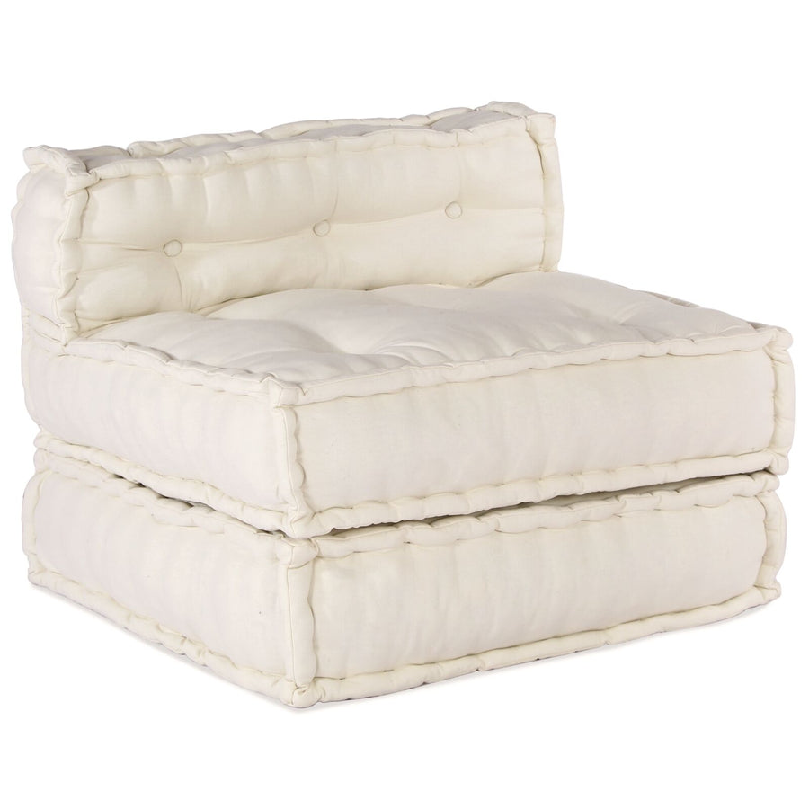 4-Zits Modulair Poef Bank Omkeerbaar Stof Crème 70 x 70 x 54 cm Lounge + 3x midden
