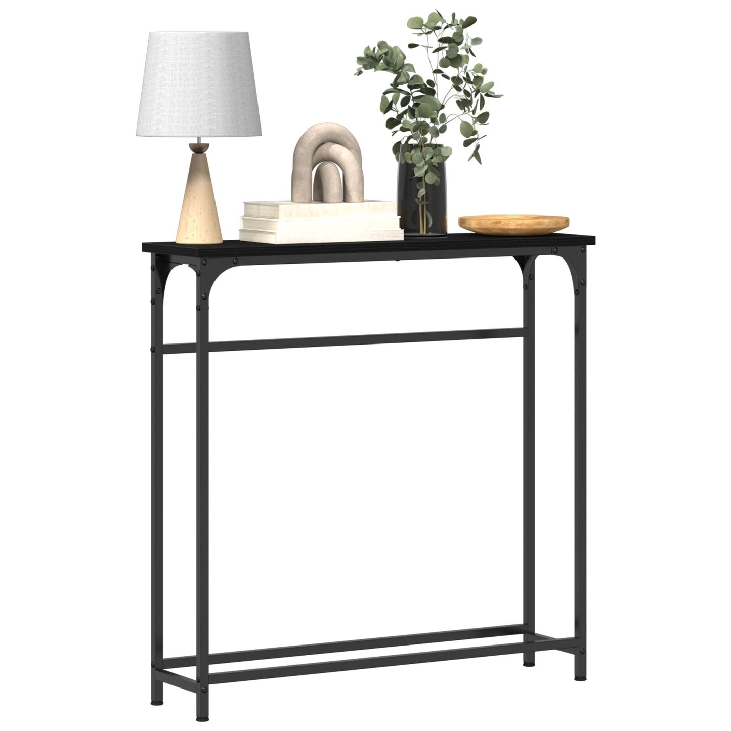 Console Tafel Metaal Frame, Mdf Bovenblad Compact Zwart eiken