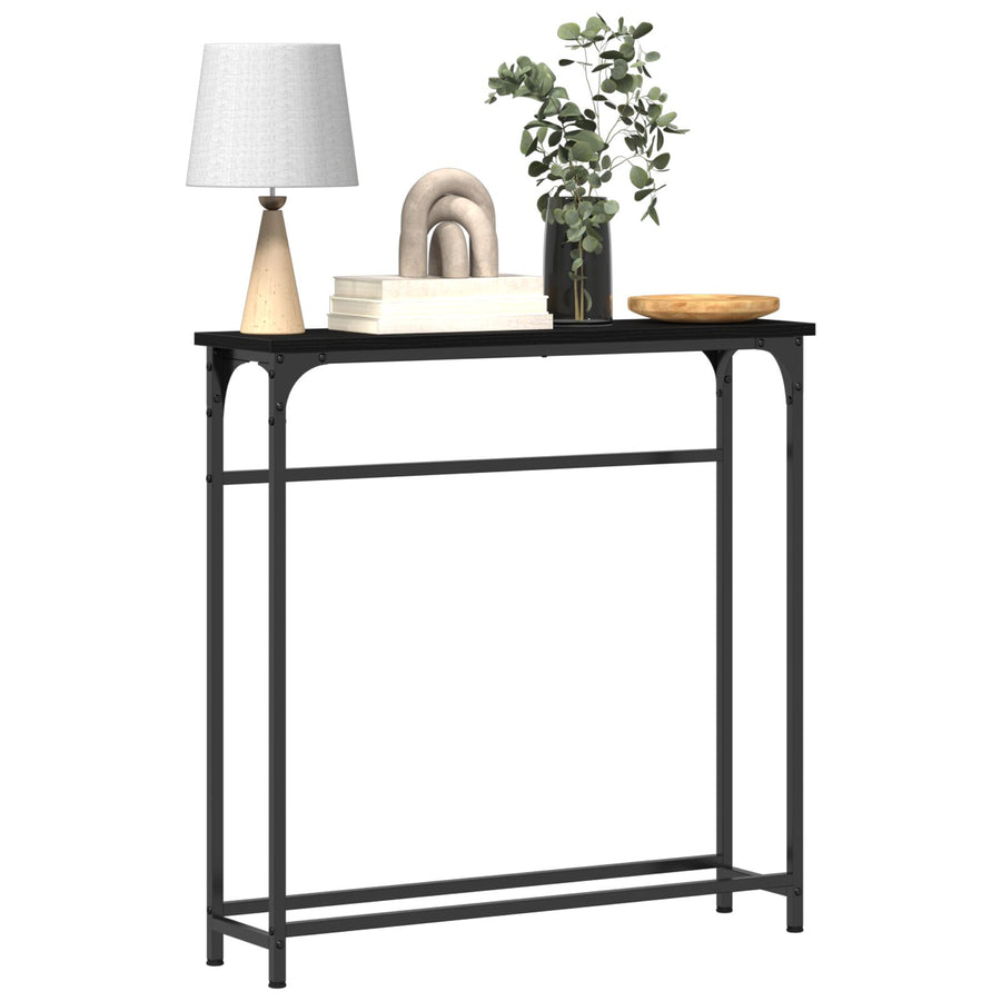 Console Tafel Metaal Frame, Mdf Bovenblad Compact Zwart eiken