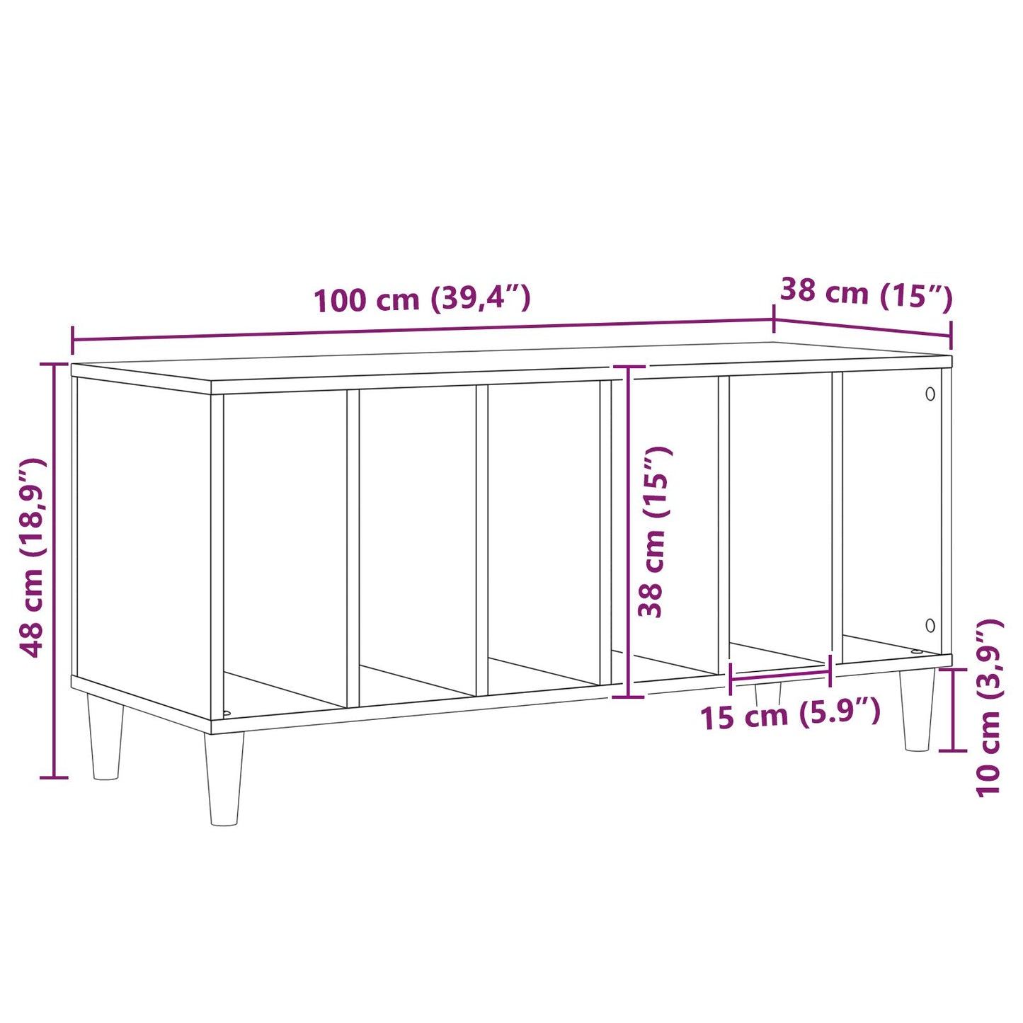 Recordkast 100X38X48 Cm Geëngineerd Hout