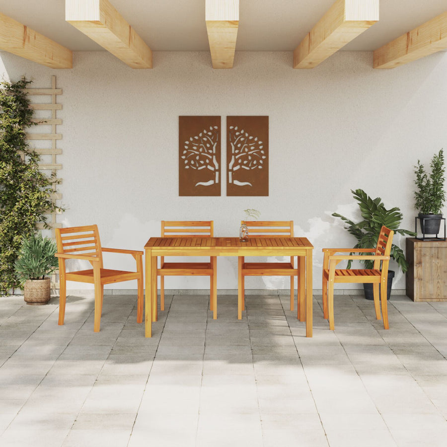 5-Delige Tuin Eetset In Massief Acaciahout 4-Persoons 150 cm tafel lengte