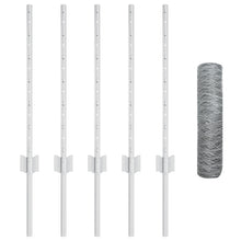 Fence Posts 5 St U-Channel 60 Cm Gegalvaniseerd Staal,  Hexagon Fence 0,5X10 M Gegalvaniseerd Staal