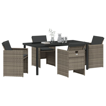 5-Delige Tuin Eetset Met Kussens Grijs Poly Rattan