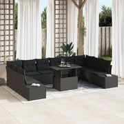 Tuinset poly rotan 11-delig zwart