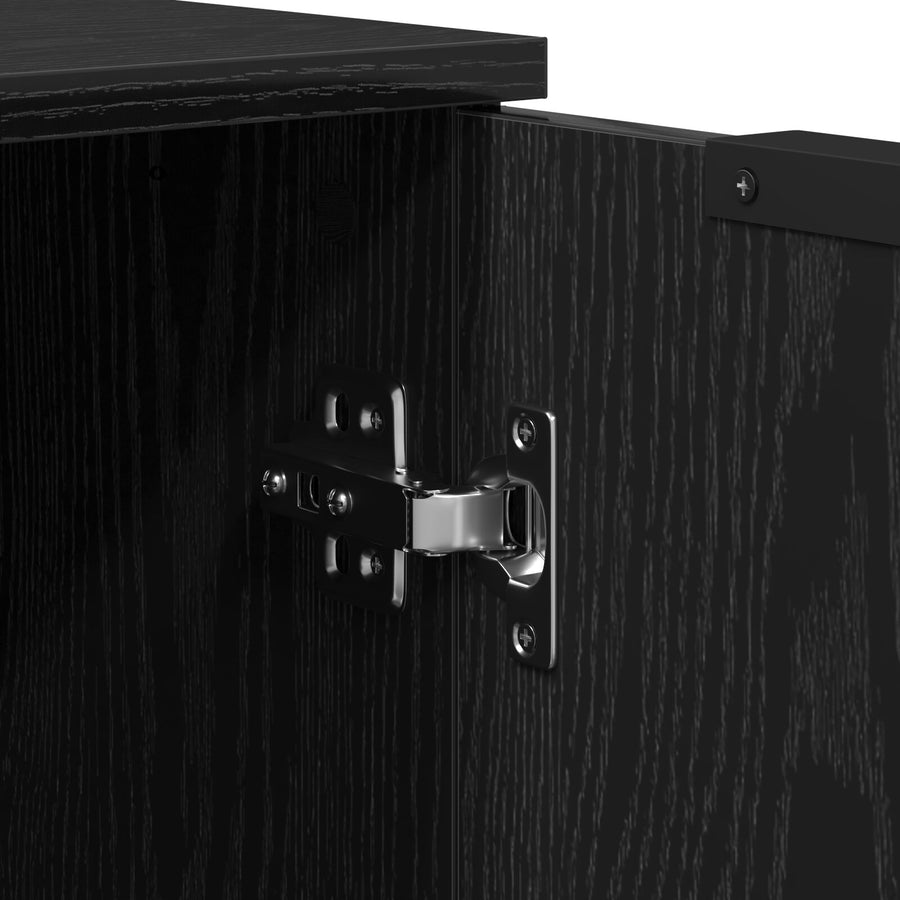 Dressoir Zwart Eiken 60X30X70 Cm Gelaagd Hout