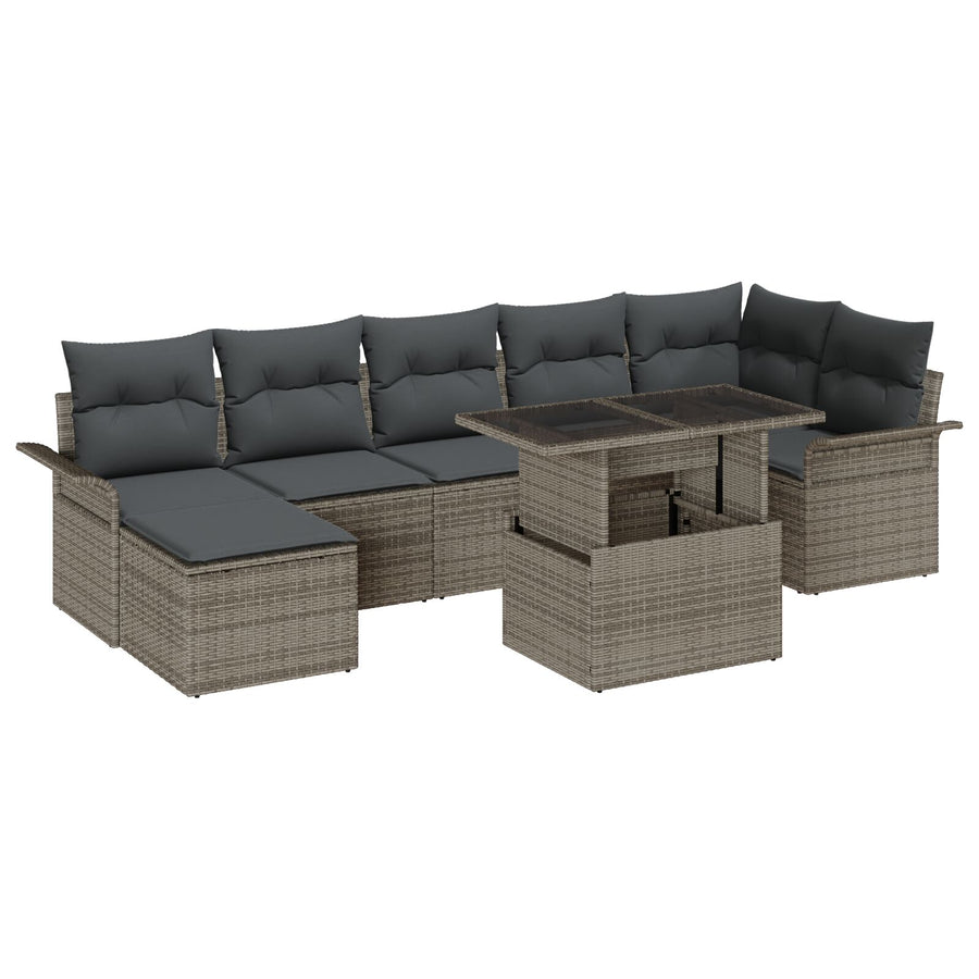 8-Delige Tuin Sofa Set Met Kussens Grijze Poly Rattan