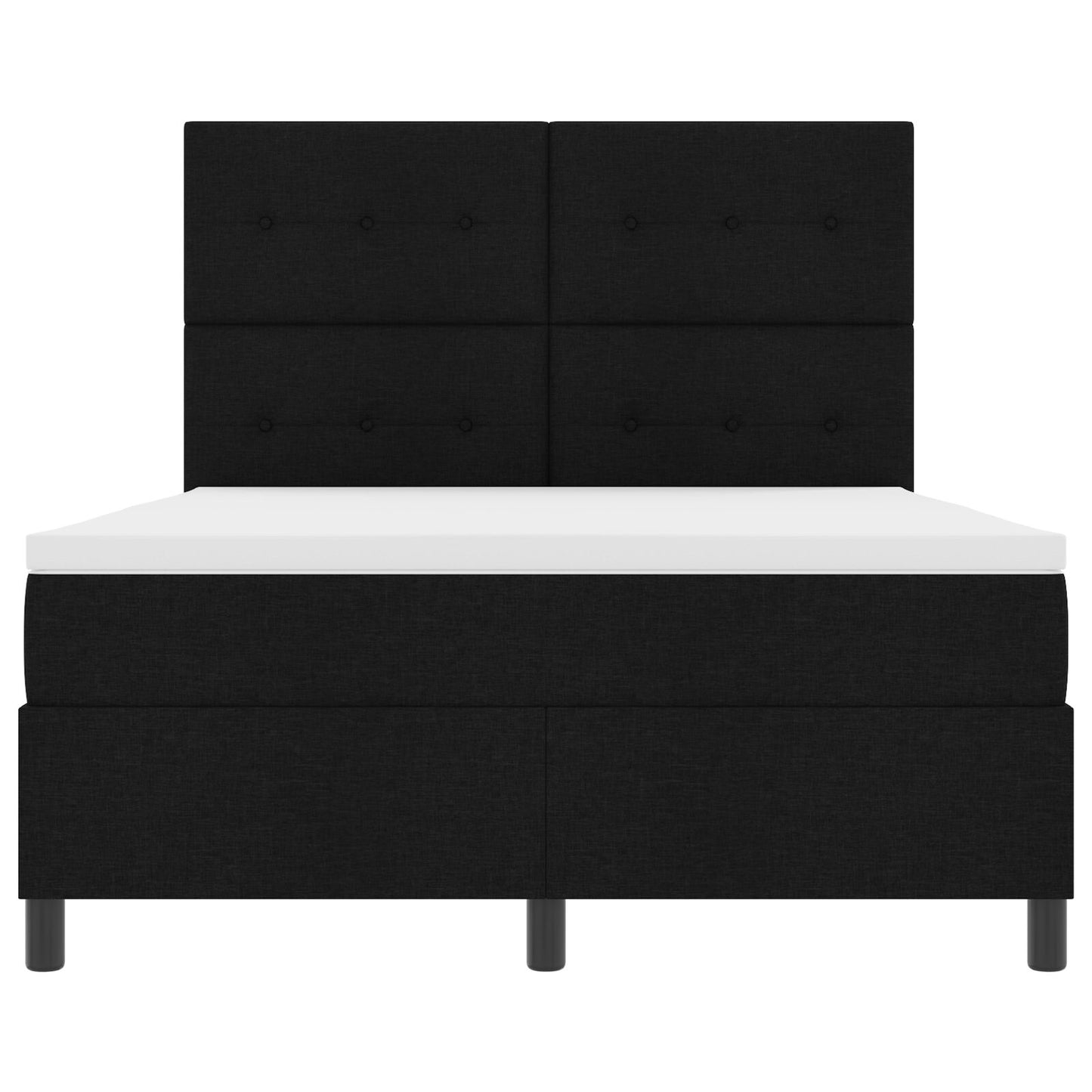 Boxspringbed Met Matras Stof Zwart 140 x 190 cm Knopen gestoffeerd