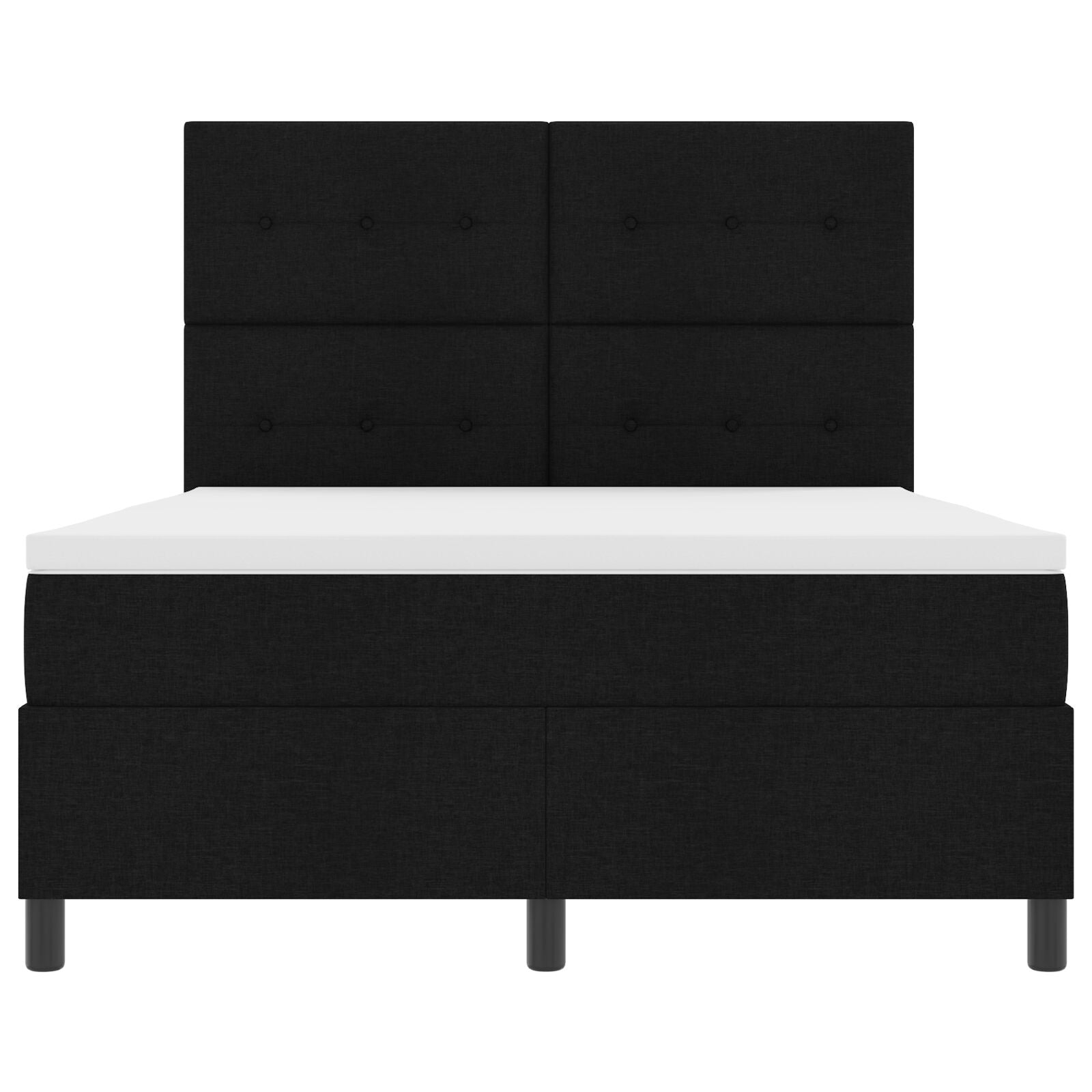Boxspringbed Met Matras Stof Zwart 140 x 190 cm Knopen gestoffeerd