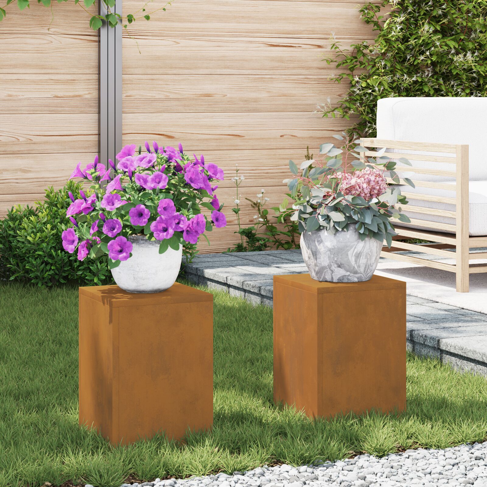 Buiten Plantstands Pillar 2 Pcs 24X24X35 Cm Weervast staal 2x (35 cm)