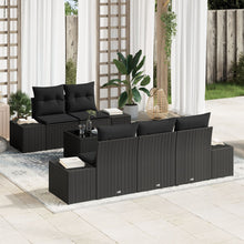 6-Delige Tuinbankset Met Kussens Zwart Poly Rattan