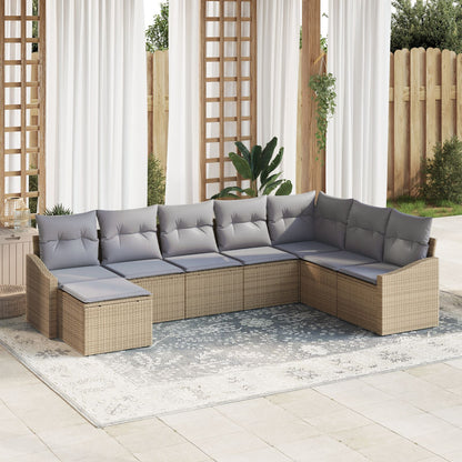 8-Delig Tuin Sofa Set Met Kussens Beige Poly Rattan