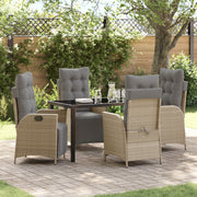Tuinstoelenset 4 personen polyrattan beige