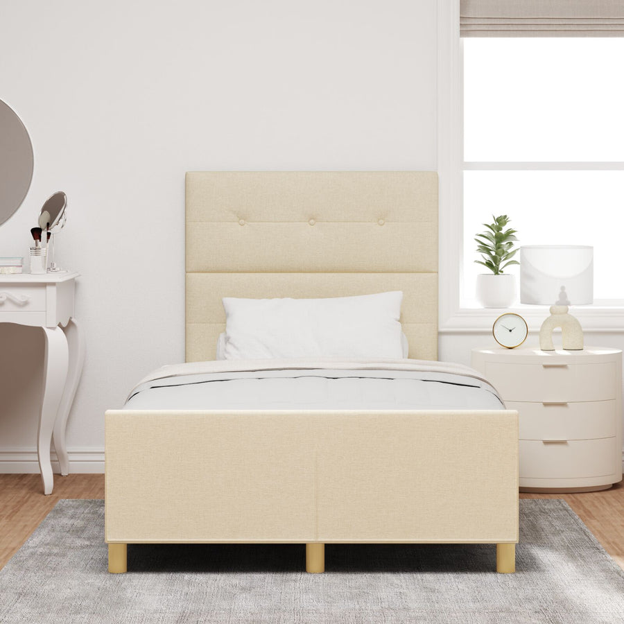 Bed Frame Crème 120X200 Cm Stof Crème